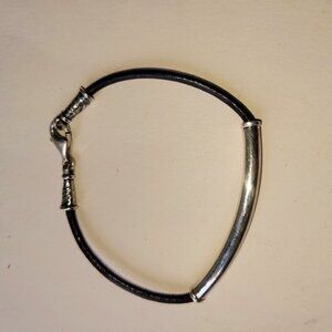 Silpada bracelet -- black leather and sterling silver, mens